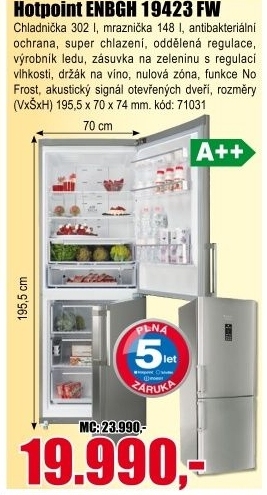 Kombinovaná chladnička Hotpoint ENBGH 19423 FW