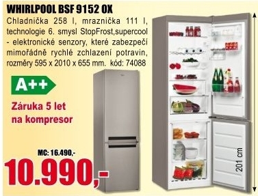 Kombinovaná chladnička BSF 9152 OX Whirlpool