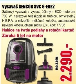 Vysavač Sencor SVC 8VT-EUE2