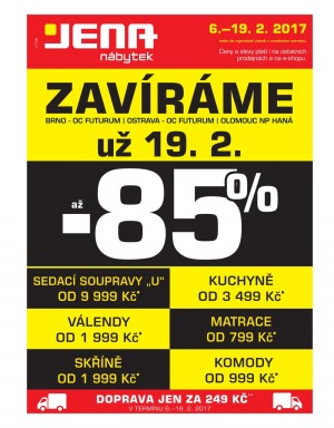 akční leták Jena nábytek 6.2.2017-19.2.2017