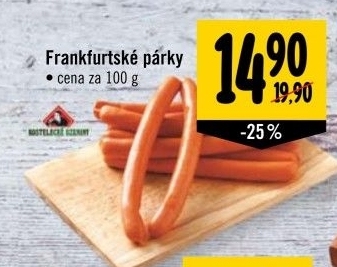 Párky frankfurtské Kostelecké uzeniny
