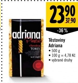 Těstoviny semolinové Adriana