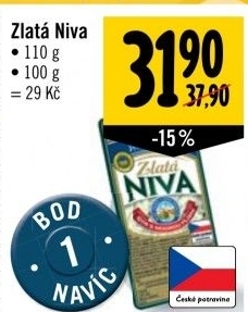 Sýr Niva zlatá Jihočeská 60% Madeta