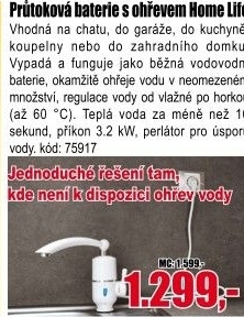 Vodovodní baterie s elektrickým ohřevem vody Termo Quick HomeLife
