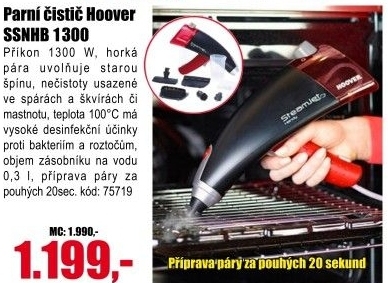 Parní čistič Hoover SSNHB 1300