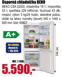 Kombinovaná chladnička Beko CSA 22020