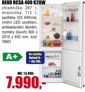 Kombinovaná chladnička Beko RCSA 400 K20W