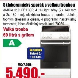 Sklokeramický sporák 510 CE1.30P Amica