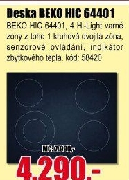 Sklokeramická varná deska Beko HIC 64401