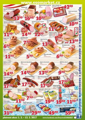 akční leták ESO MARKET 1.3.2017-12.3.2017