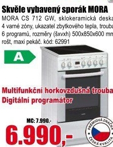 Sklokeramický sporák CS712GW Mora