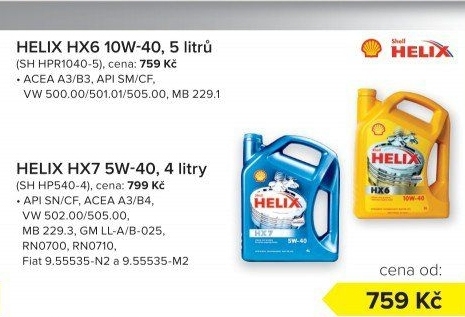 Motorový olej 10 W - 40 Helix HX6 Shell