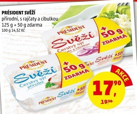 Svěží čerstvý sýr Président