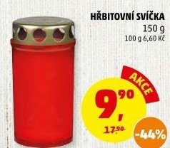 Svíčka hřbitovní s víčkem