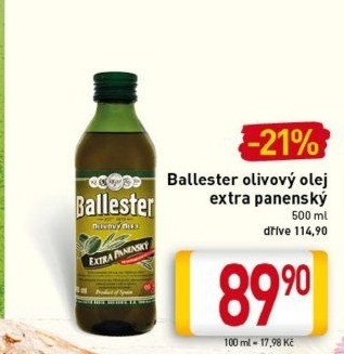 Olivový olej extra panenský Ballester
