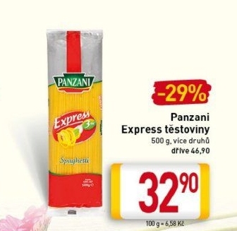 Těstoviny Express Panzani