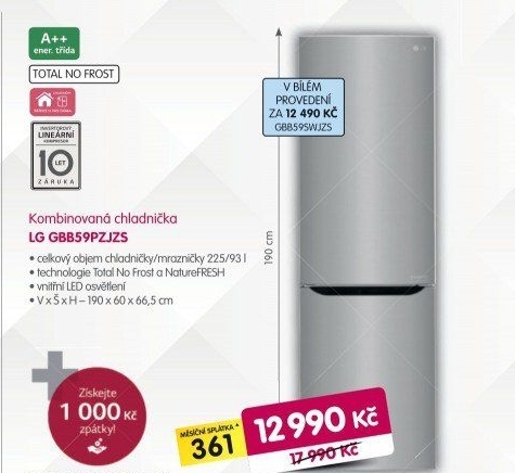 Kombinovaná chladnička LG GBB59PZJZS