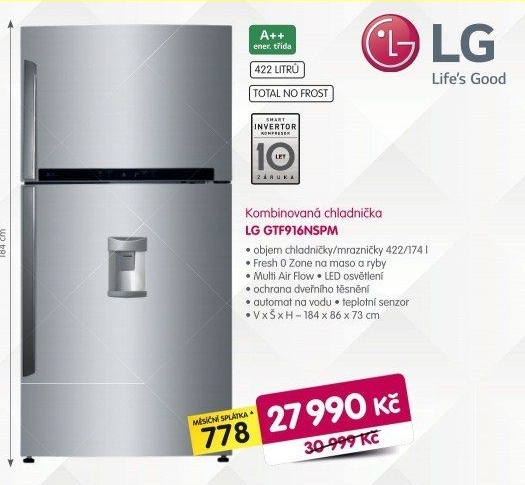 Kombinovaná chladnička LG GTF916NSPM - Okay elektro akcniletaky.com
