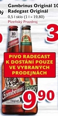 Pivo světlé výčepní Originál 10° Gambrinus