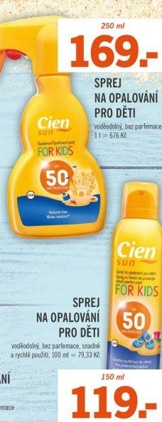 Sprej dětský na opalování SPF 50 Cien Sun