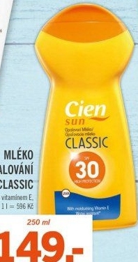 Mléko na opalování Classic OF 30 Cien Sun - Lidl akcniletaky.com