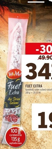 Salám španělský sušený vzduchem Fuet Extra Sol&amp
