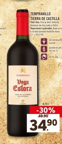 Víno Tempranillo Vega Eslora