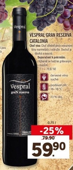 Víno Gran Reserva Catalonia Vespral
