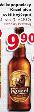 Pivo světlé výčepní 10°Velkopopovický Kozel