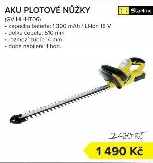 Aku nůžky na živý plot Starline