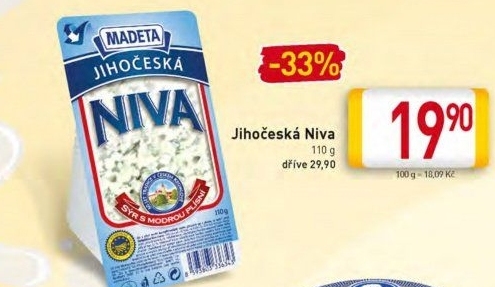 Sýr Niva Jihočeská 50% Madeta