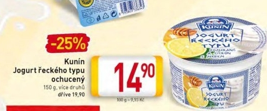 Jogurt ochucený řeckého typu Kunín