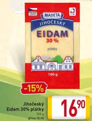 Sýr Eidam Jihočeský 30% Madeta