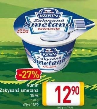 Zakysaná smetana krémovitá Kunín 15%