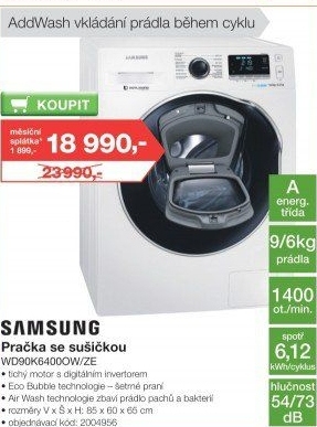 Pračka se sušičkou Samsung WD90K6400OW - Electro World akcniletaky.com