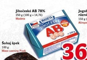 Máslo Jihočeské AB Madeta