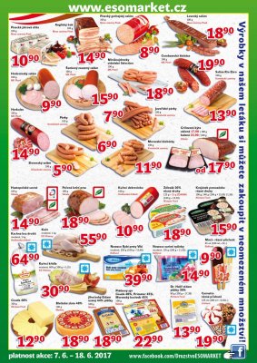 akční leták ESO MARKET 7.6.2017-18.6.2017