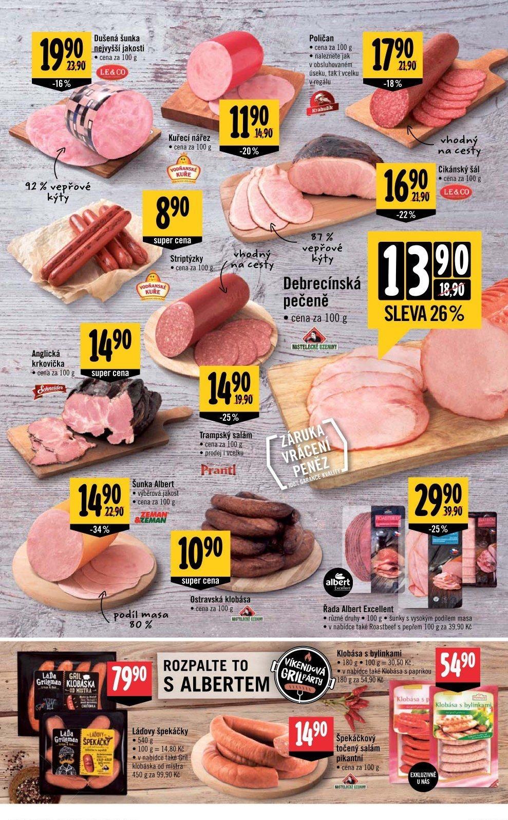 Pečeně debrecínská Kostelecké uzeniny v akci Albert od 14.6.2017