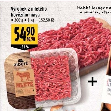 Mleté maso hovězí Albert - Albert akcniletaky.com
