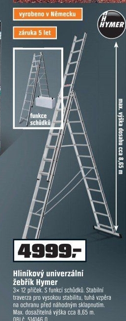 Hliníkový univerzální žebřík Hymer