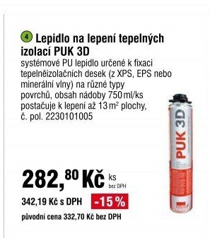 Lepidlo na lepení tepelných izolací PUK 3D