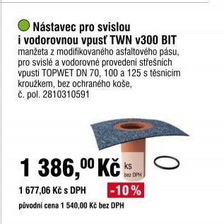Nástavec pro svislou i vodorovnou vpusť TWN v300 BIT