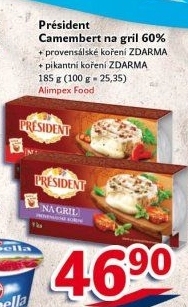 Sýr Camembert na gril + koření Président