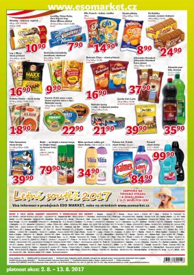 akční leták ESO MARKET 2.8.2017-13.8.2017