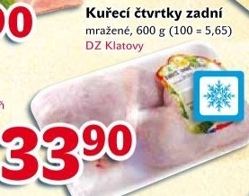 Kuřecí zadní čtvrtky mražené DZ Klatovy