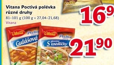 Instantní polévky Poctivá polévka Vitana