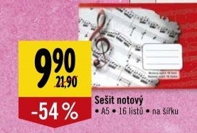 Notový sešit - Albert akcniletaky.com