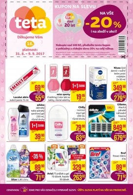 akční leták Teta drogerie 31.8.2017-9.9.2017