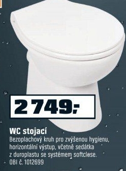 AquaSu Stojící WC hluboké splachování bez oplachovacího kruhu vodorovný vývod