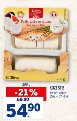 Sýr kozí čerstvý Petit Chévre doux Chene d'argent - Lidl akcniletaky.com